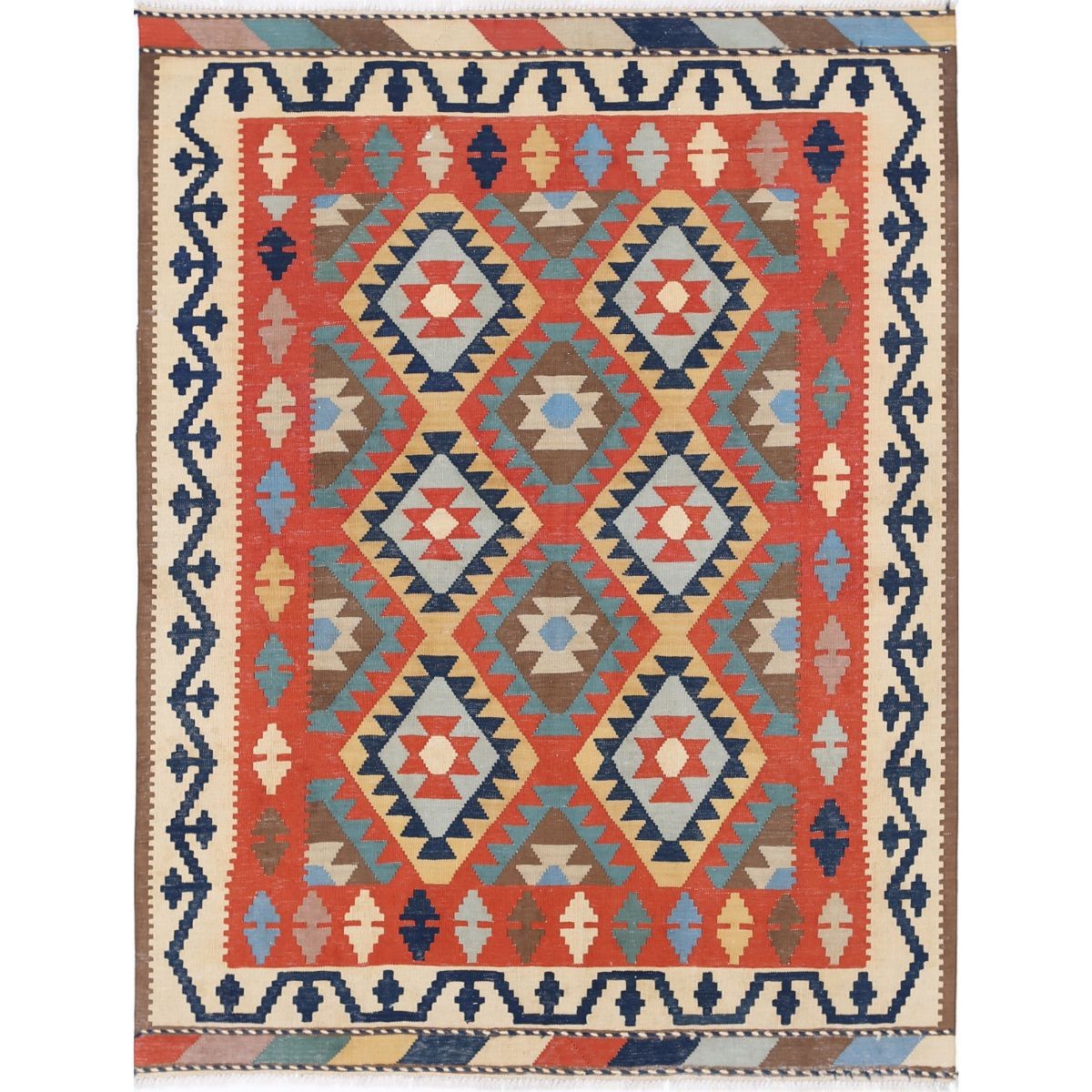 Kafkaas 5x7 Hand Woven Washable Wool Rug - Colorful