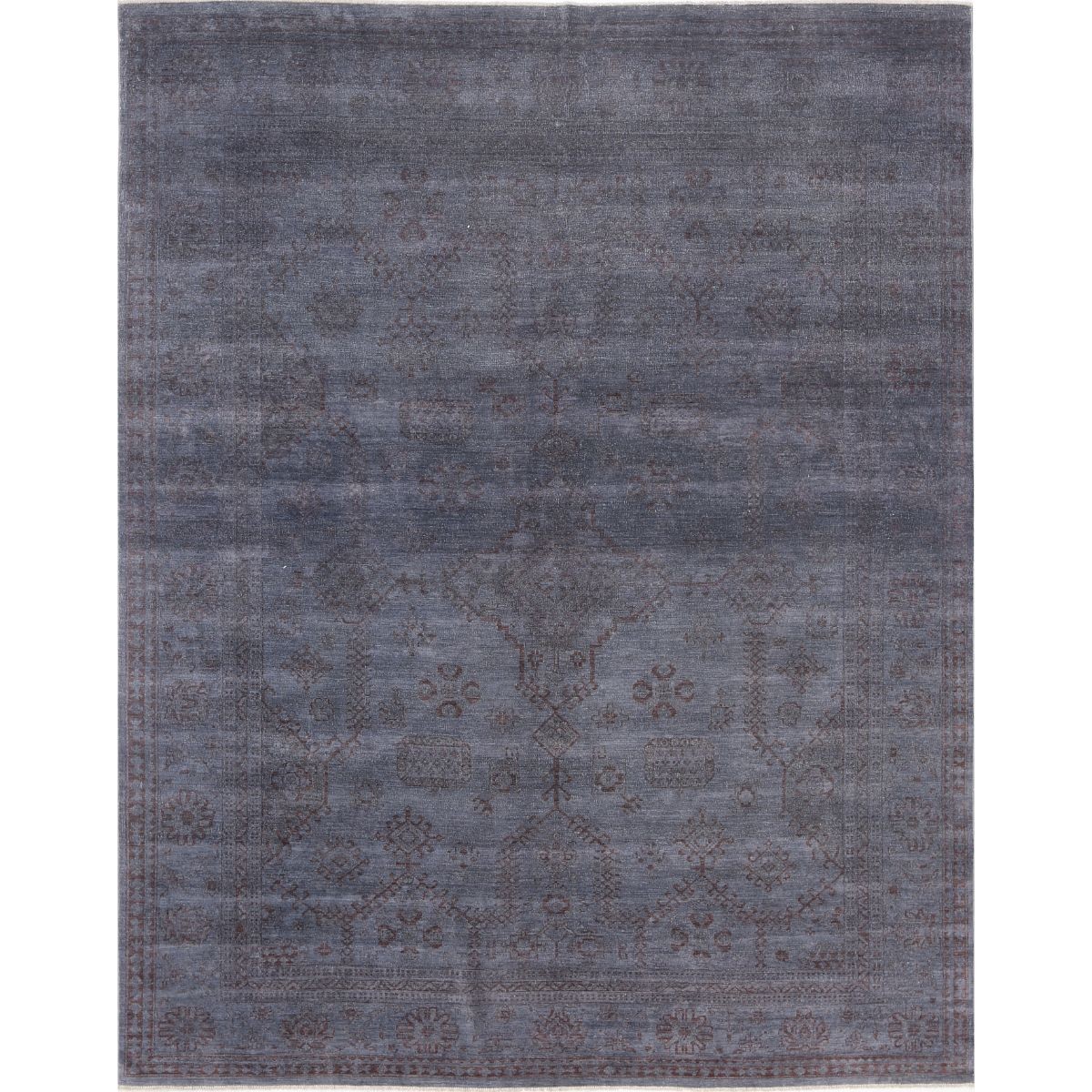 Fine 9x11 Handmade Double Knotted Washable Wool Rug - Monochormatic