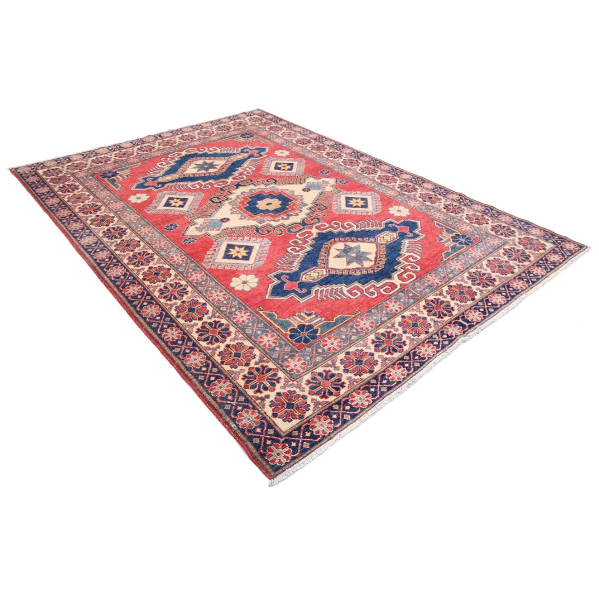 Kazak 7x9 Handmade Double Knotted Washable Wool Rug - Colorful