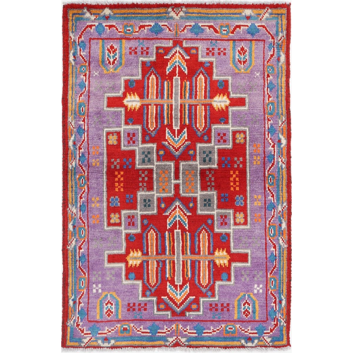 Revival 3x4 Handmade Double Knotted Washable Wool Rug - Colorful