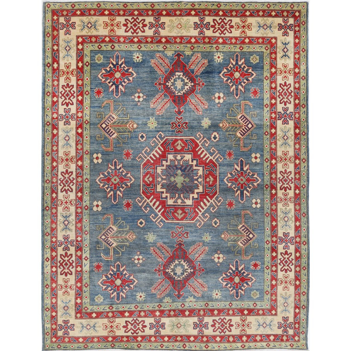 Kazak 8x10 Handmade Double Knotted Washable Wool Rug - Colorful