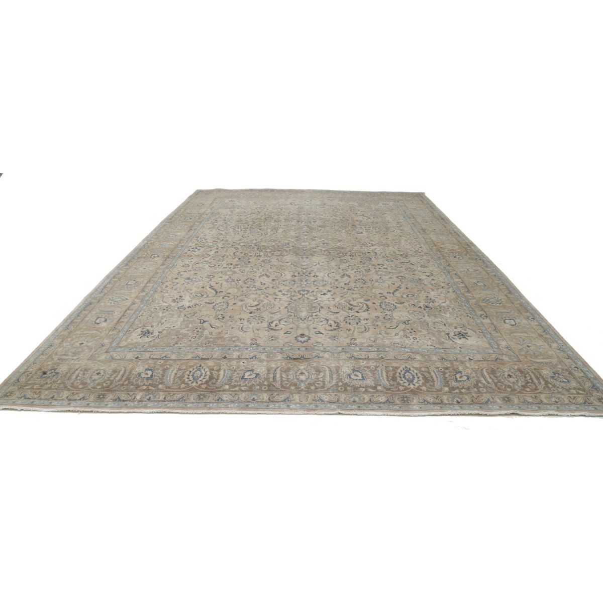 Vintage 11x16 Handmade Double Knotted Washable Wool Rug - Soft Hues
