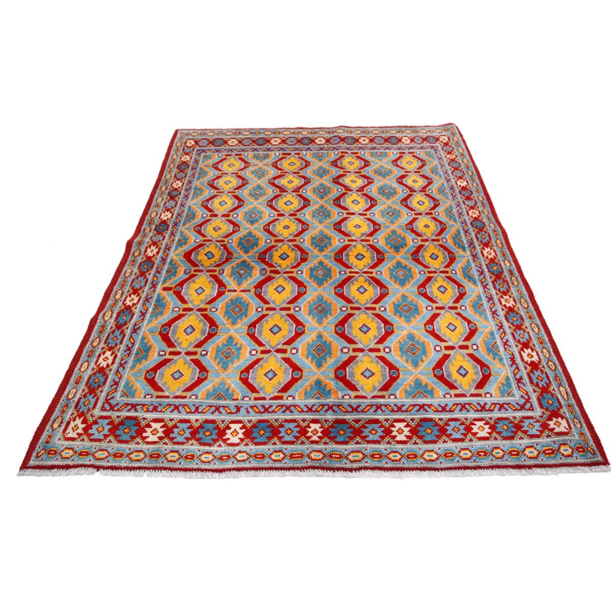 Revival 5x7 Handmade Double Knotted Washable Wool Rug - Colorful