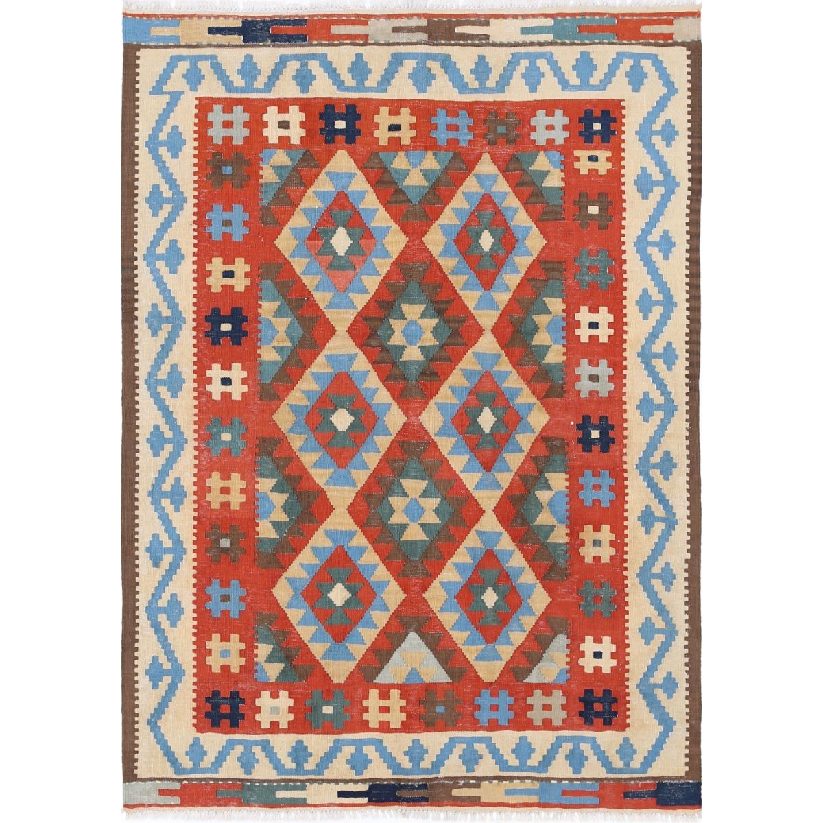 Kafkaas 5x7 Hand Woven Washable Wool Rug - Colorful