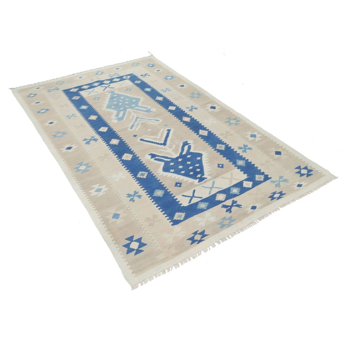 Kafkaas 5x7 Hand Woven Washable Wool Rug - Soft Hues