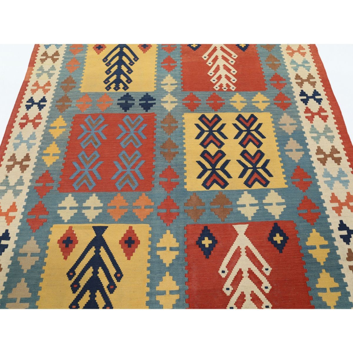 Kafkaas 6x8 Hand Woven Washable Wool Rug - Colorful