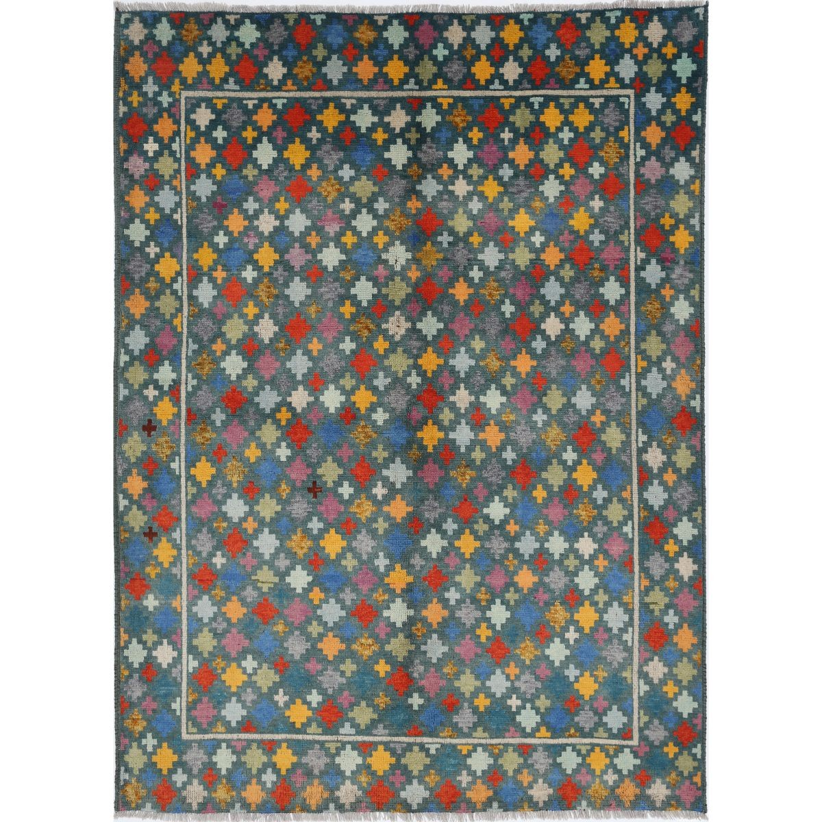 Revival 6x8 Handmade Double Knotted Washable Wool Rug - Colorful