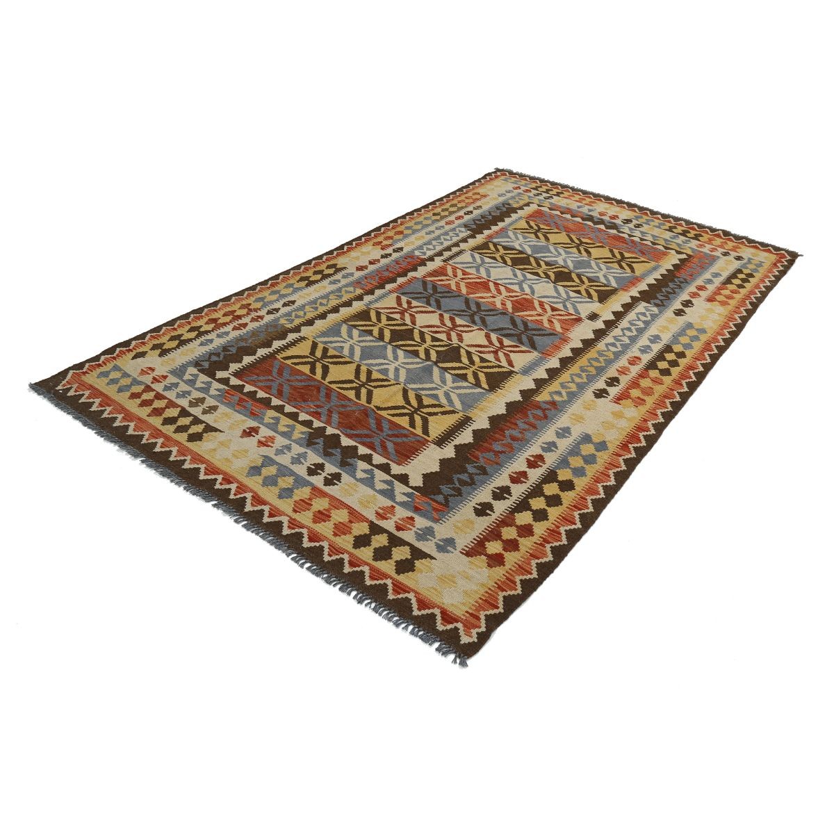 Maimana 5x8 Hand Woven Washable Wool Rug - Colorful