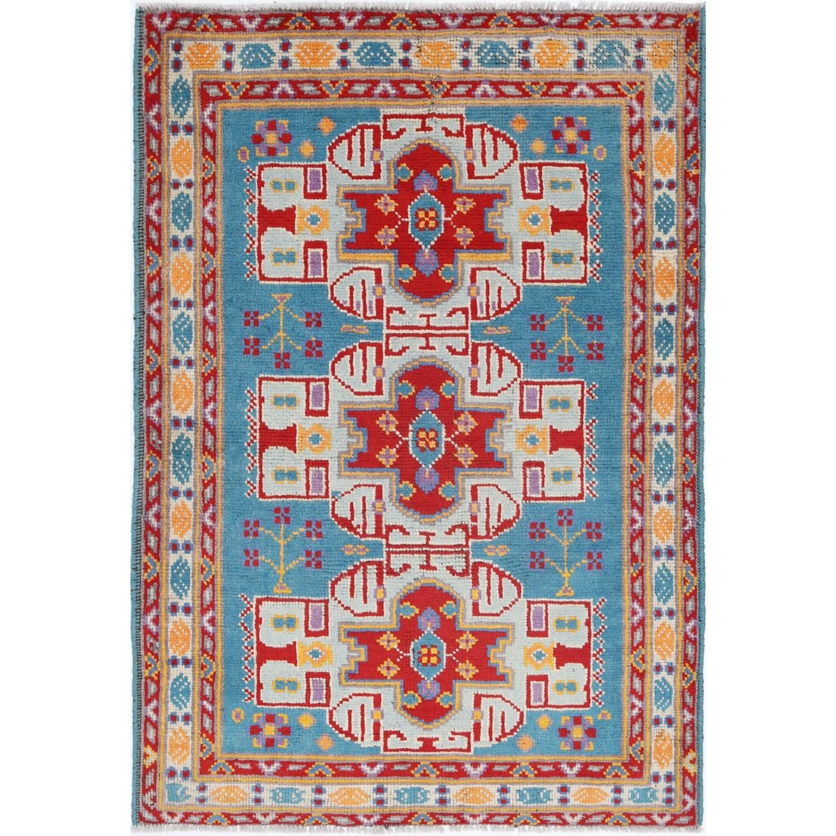 Revival 3x5 Handmade Double Knotted Washable Wool Rug - Colorful