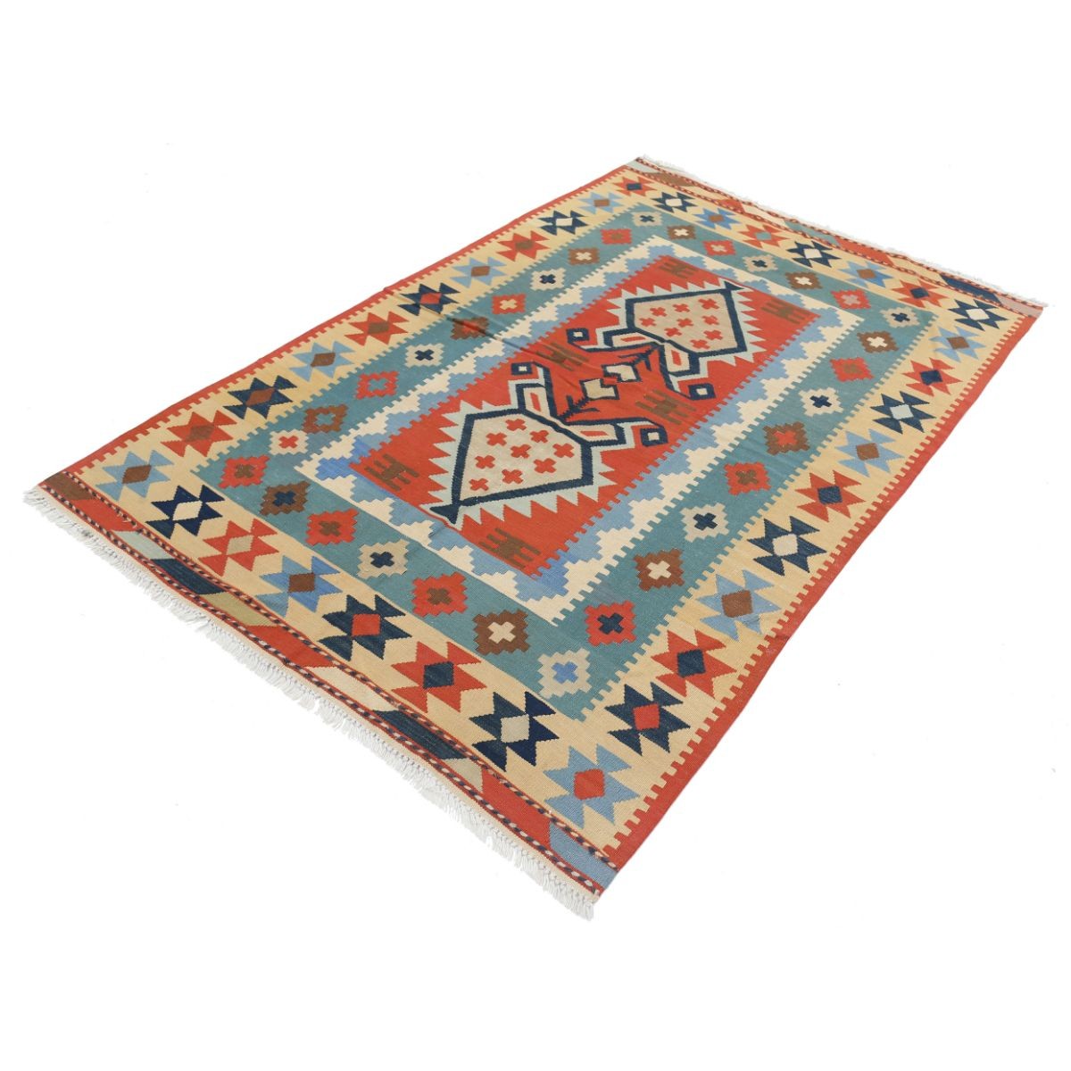 Kafkaas 5x7 Hand Woven Washable Wool Rug - Colorful