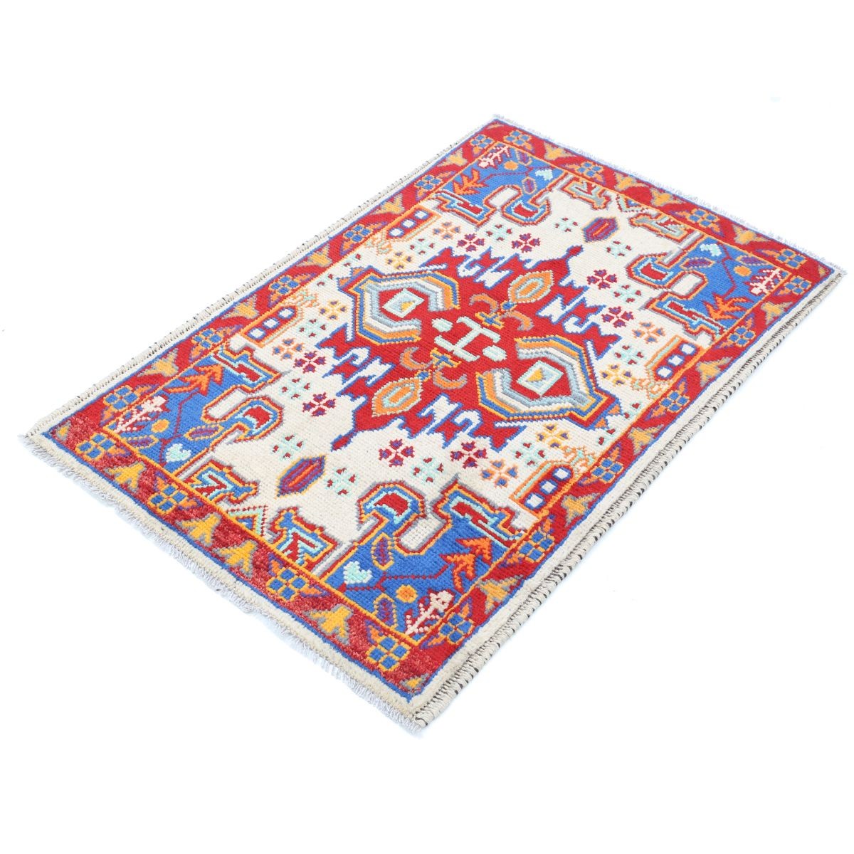 Revival 3x4 Handmade Double Knotted Washable Wool Rug - Colorful