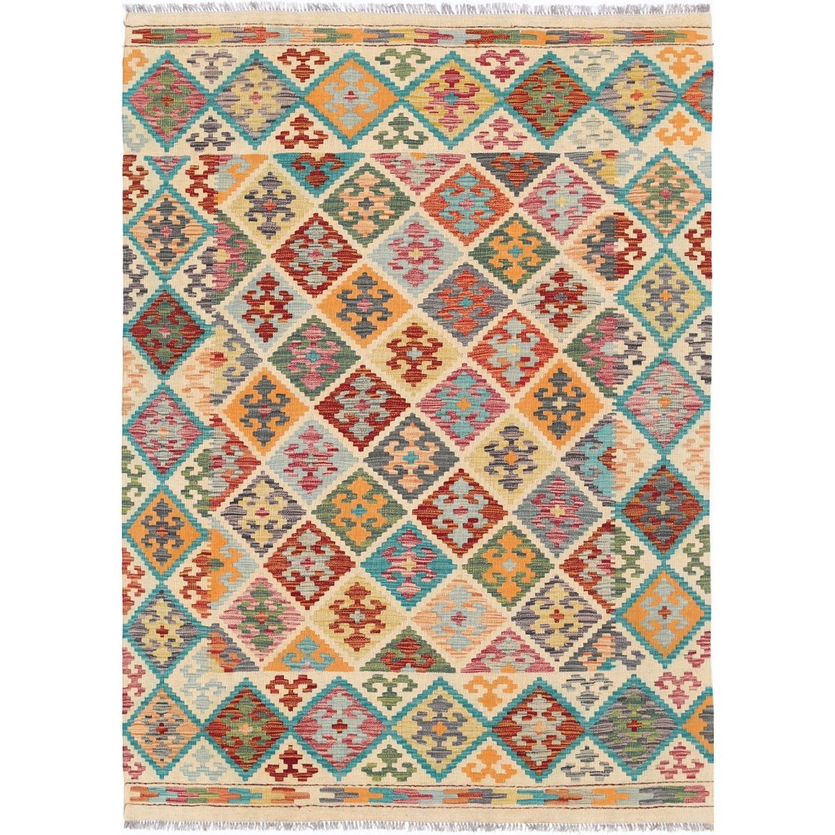 Maimana 5x7 Hand Woven Washable Wool Rug - Colorful