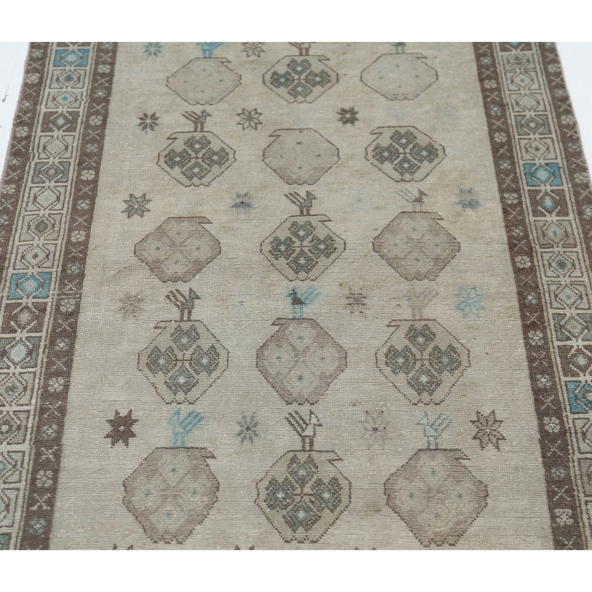 Vintage 3x7 Handmade Double Knotted Washable Wool Runner - Soft Hues