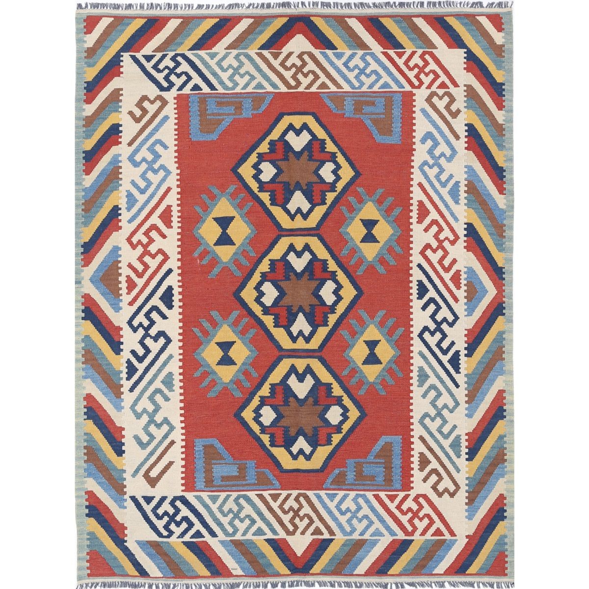 Kafkaas 5x7 Hand Woven Washable Wool Rug - Colorful
