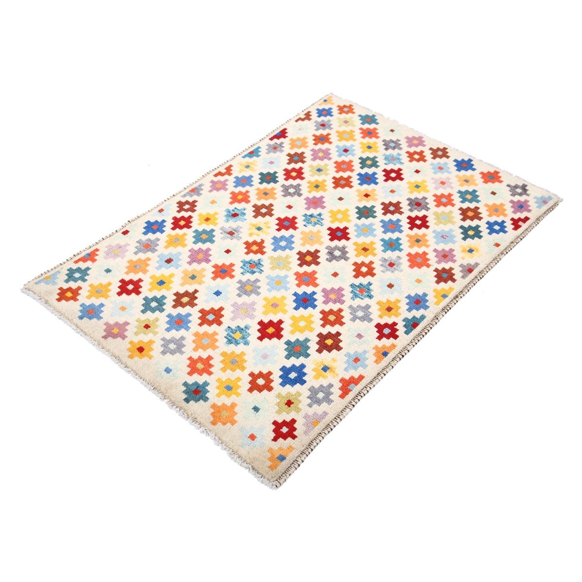 Revival 3x4 Handmade Double Knotted Washable Wool Rug - Colorful