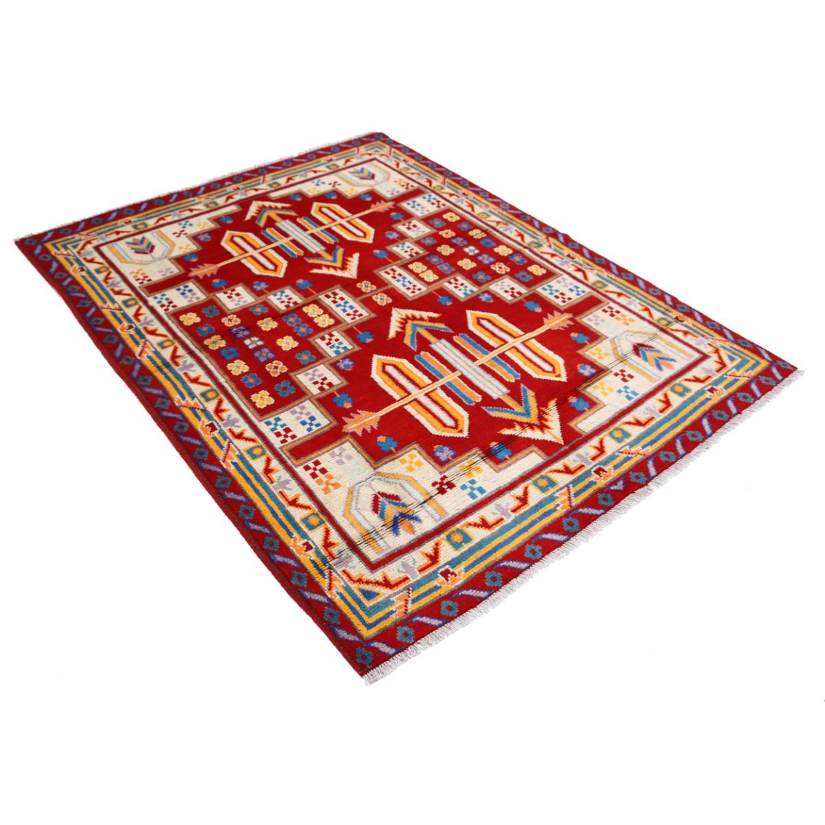 Revival 5x6 Handmade Double Knotted Washable Wool Rug - Colorful