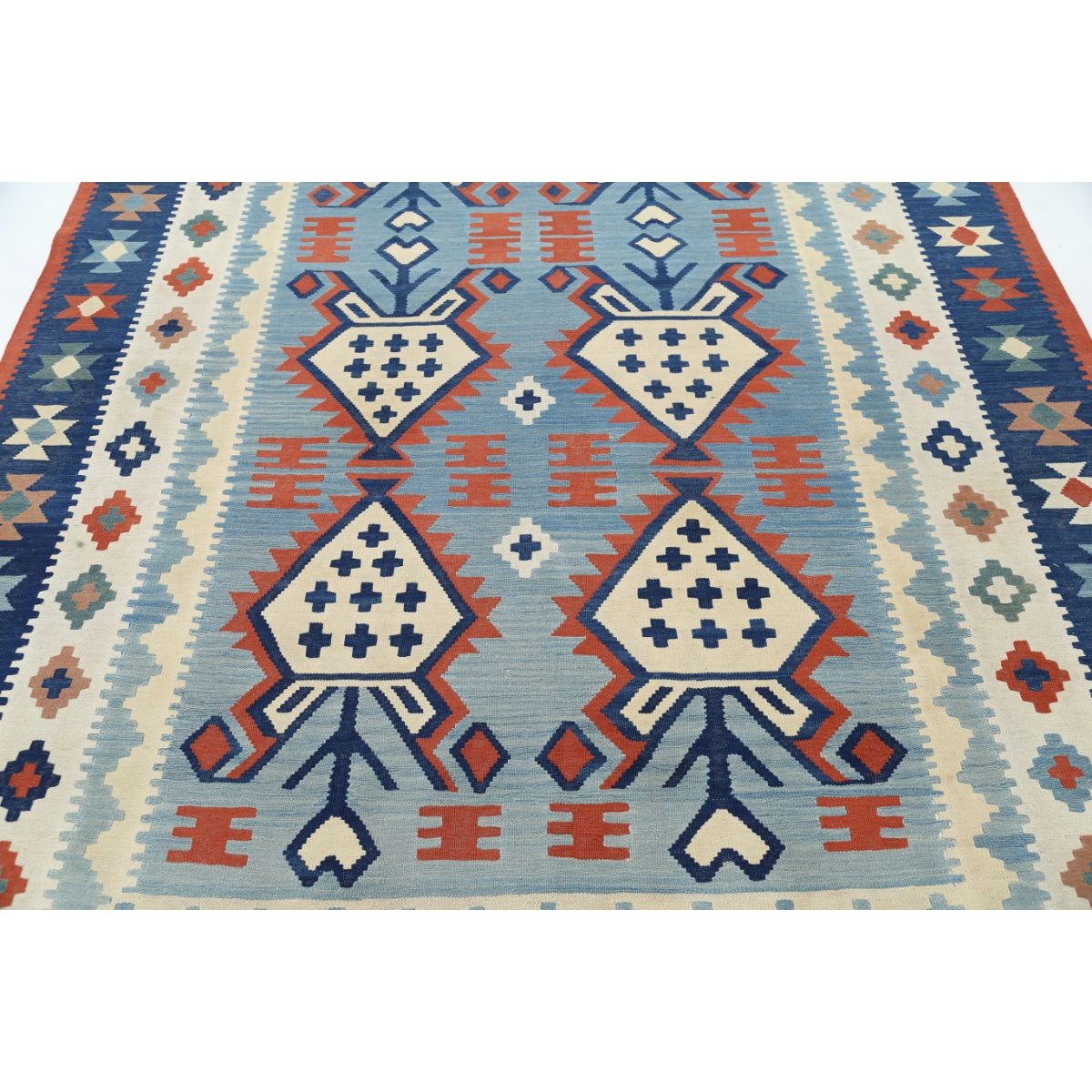 Kafkaas 7x10 Hand Woven Washable Wool Rug - Colorful