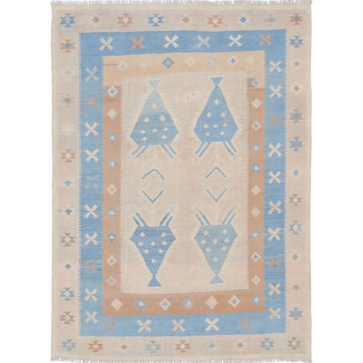 Kafkaas 5x7 Hand Woven Washable Wool Rug - Soft Hues