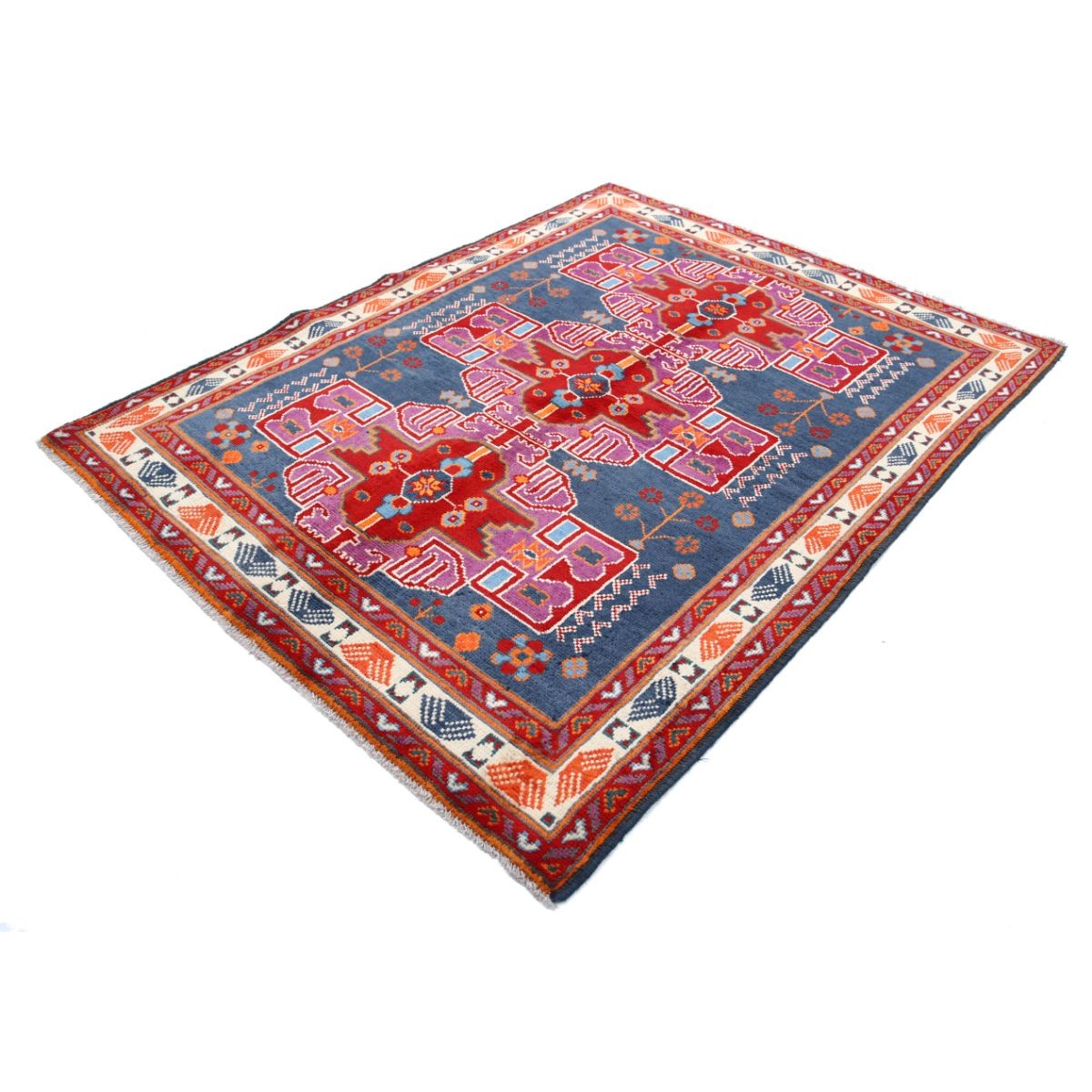 Revival 5x7 Handmade Double Knotted Washable Wool Rug - Colorful