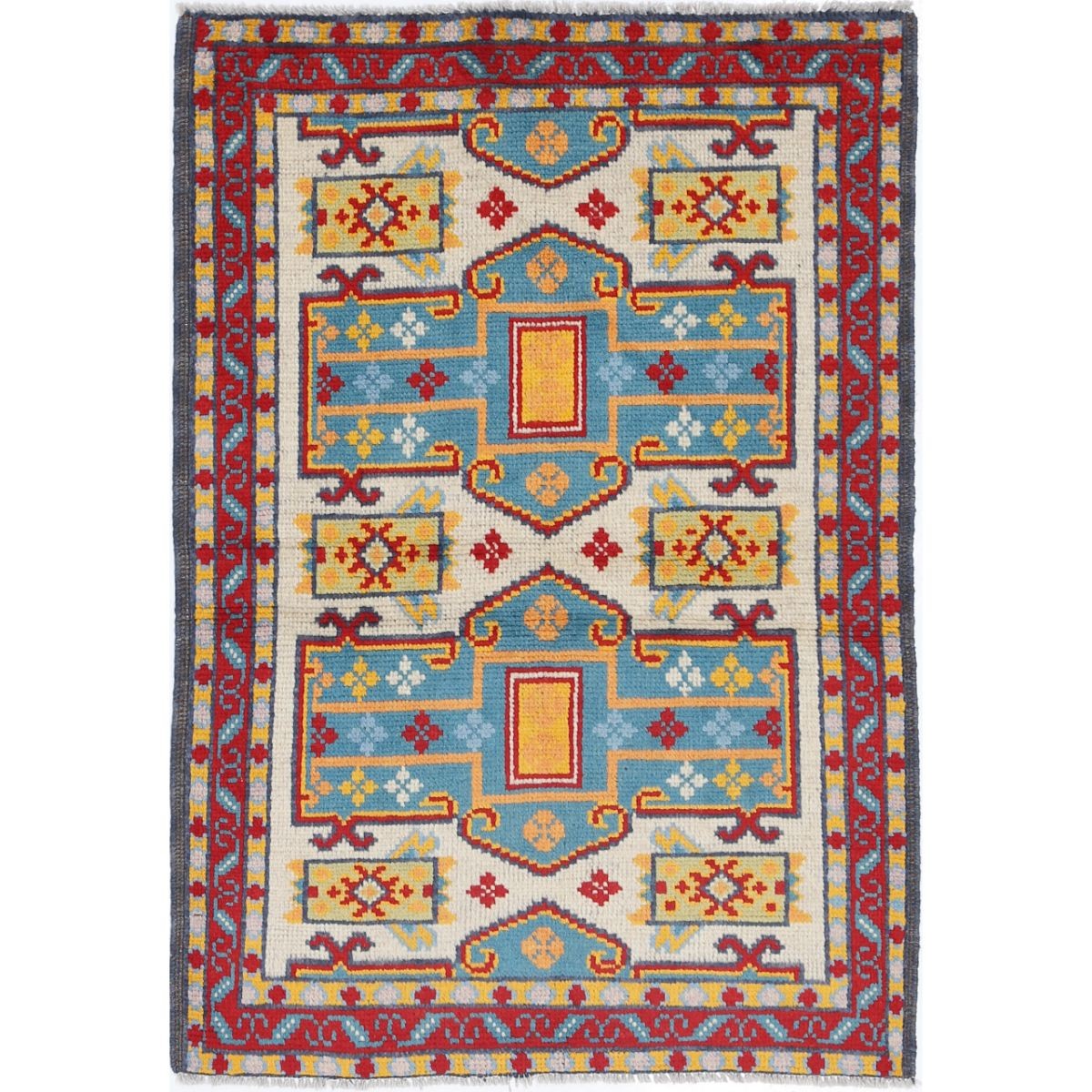 Revival 3x4 Handmade Double Knotted Washable Wool Rug - Colorful