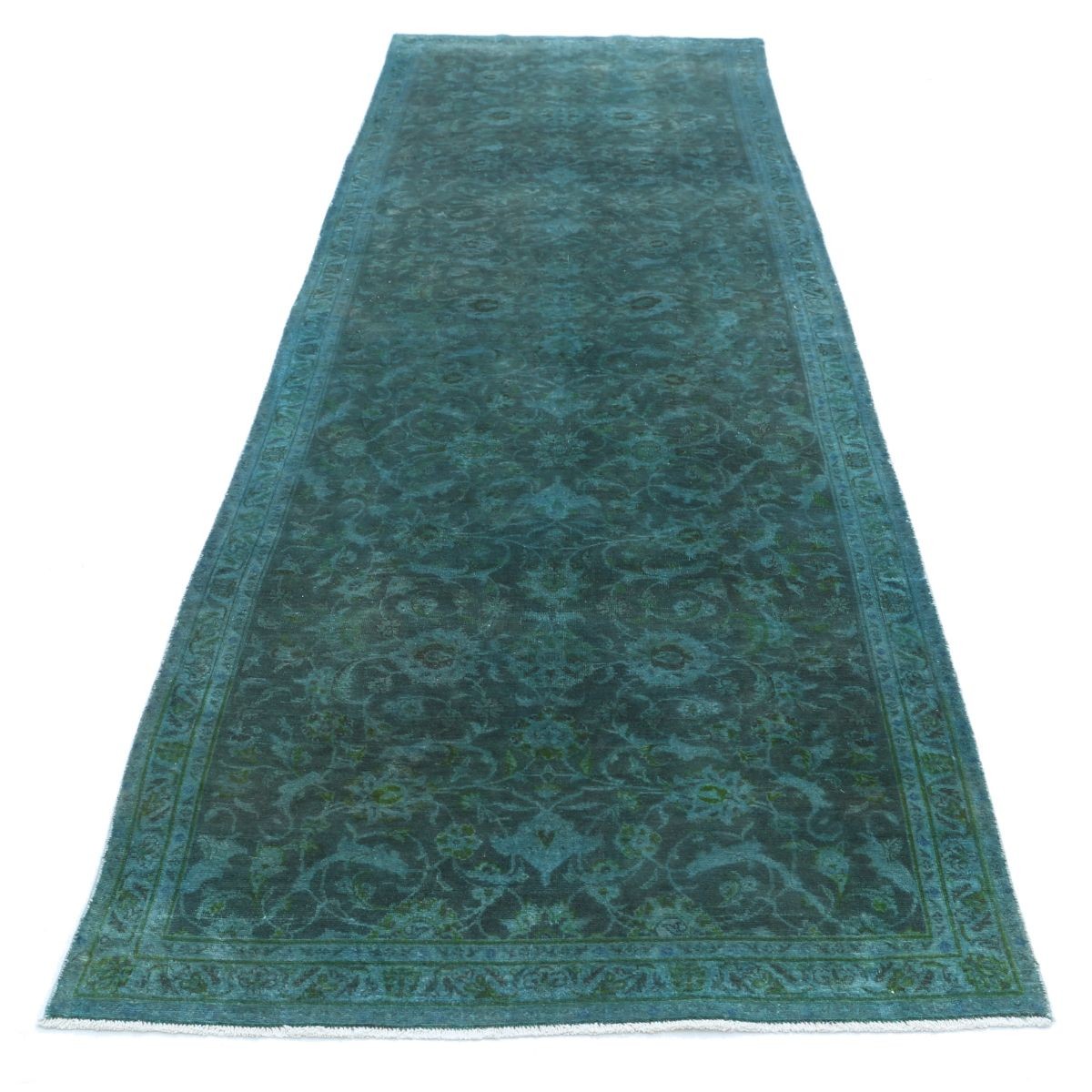 Overdye 4x11 Handmade Double Knotted Washable Wool Runner - Monochormatic