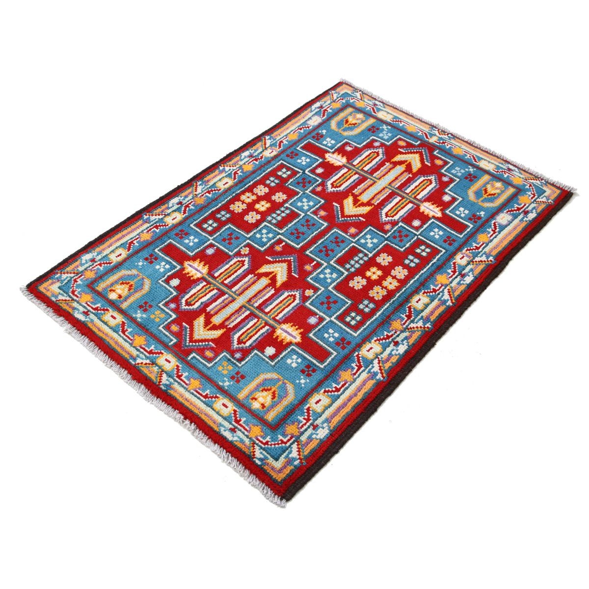 Revival 3x4 Handmade Double Knotted Washable Wool Rug - Colorful