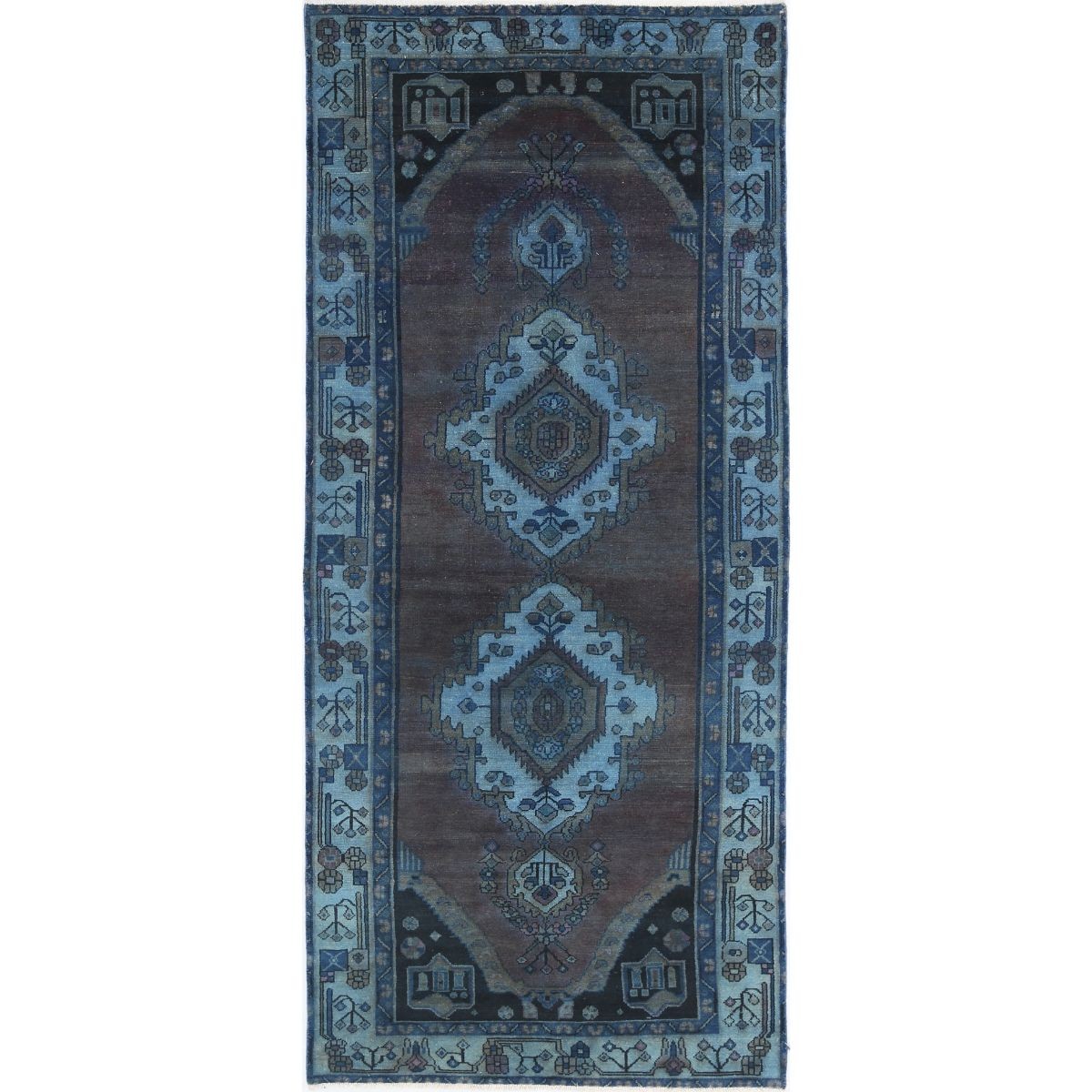 Overdye 4x8 Handmade Double Knotted Washable Wool Runner - Monochormatic