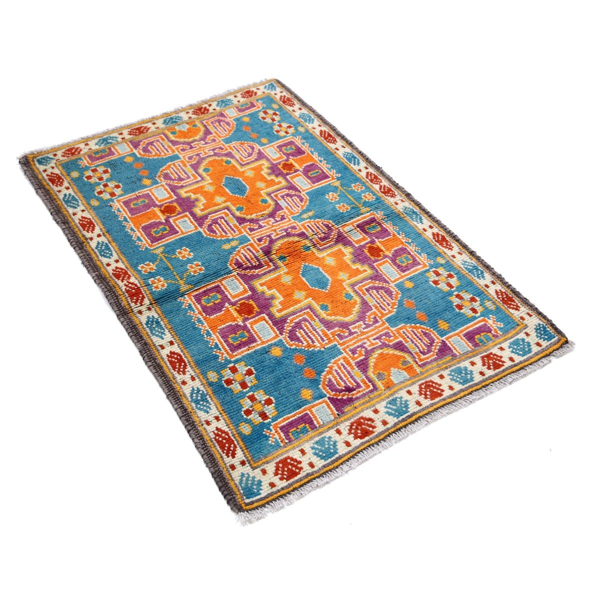Revival 3x4 Handmade Double Knotted Washable Wool Rug - Colorful