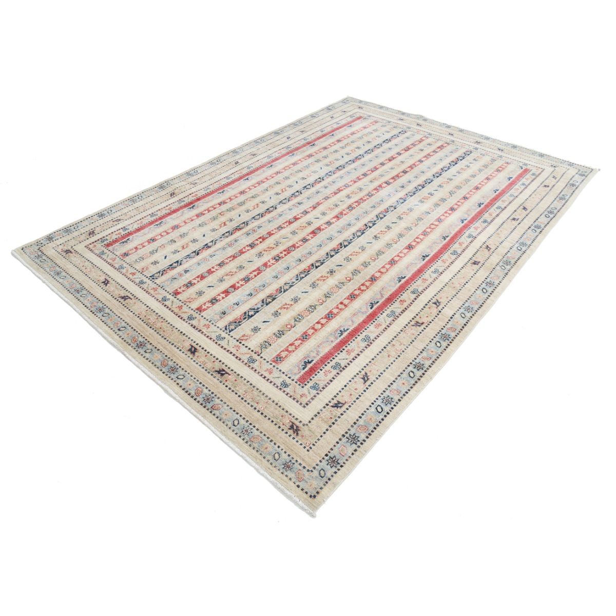 Shaal 7x10 Handmade Double Knotted Washable Wool Rug - Colorful