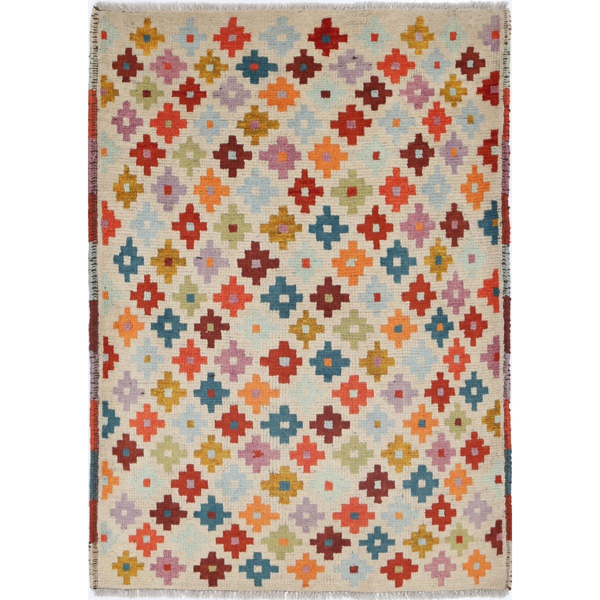 Revival 3x4 Handmade Double Knotted Washable Wool Rug - Colorful