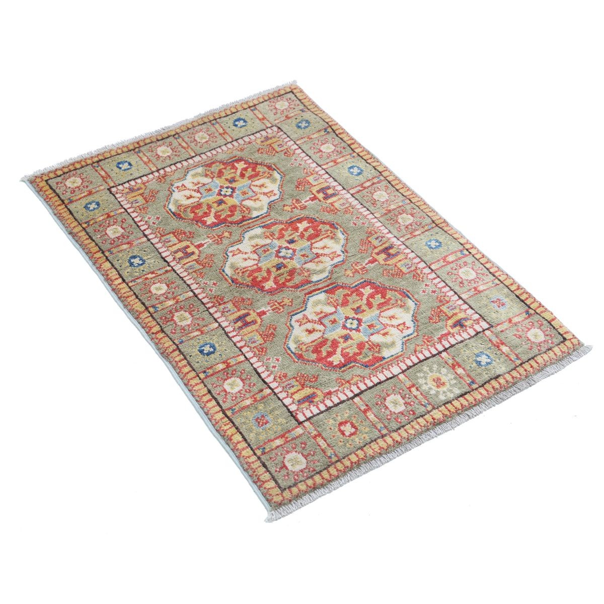 Revival 2x3 Handmade Double Knotted Washable Wool Rug - Colorful