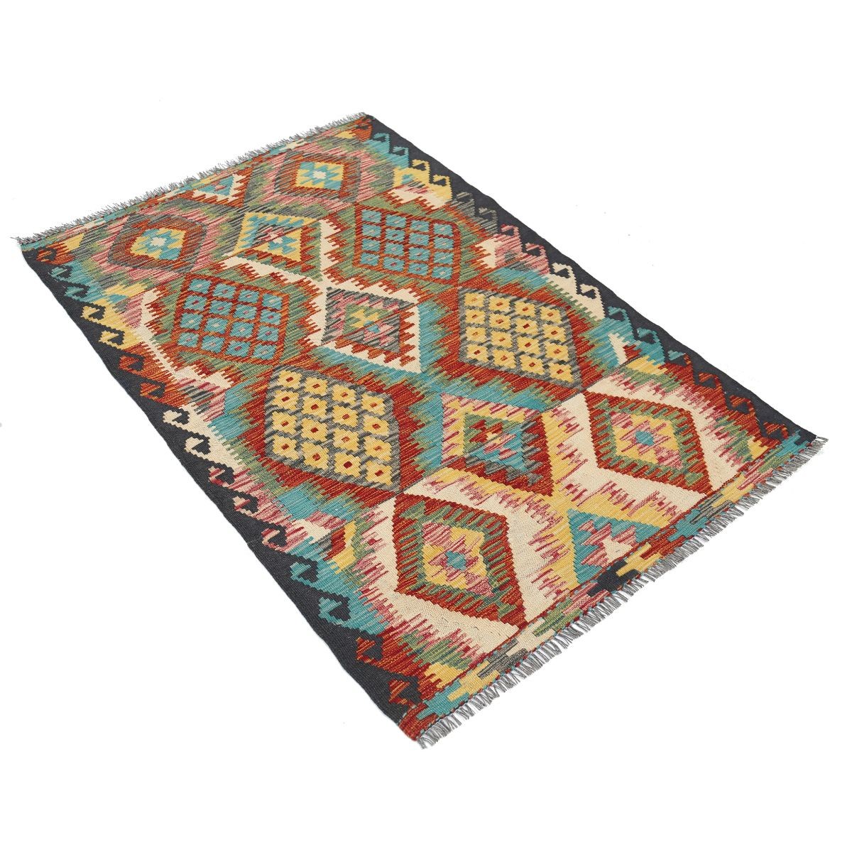 Maimana 3x5 Hand Woven Washable Wool Rug - Colorful