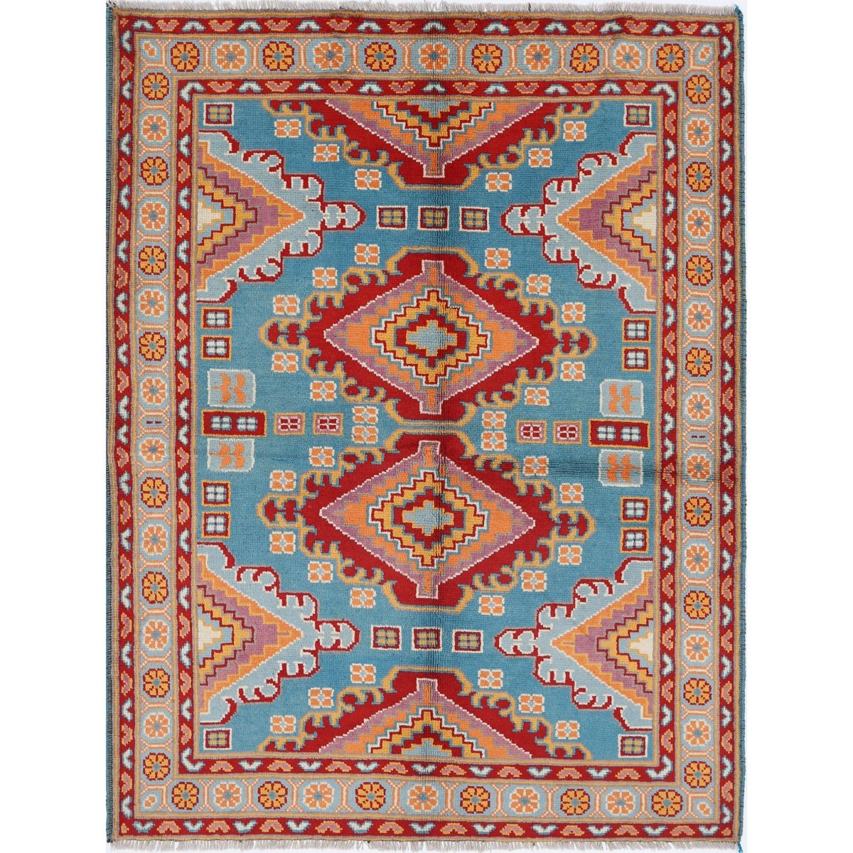 Revival 5x7 Handmade Double Knotted Washable Wool Rug - Colorful
