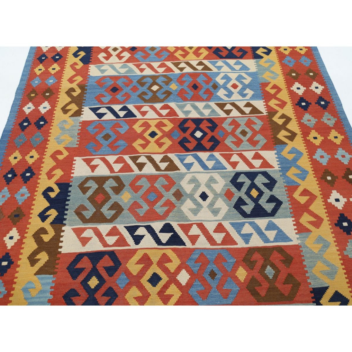 Kafkaas 6x8 Hand Woven Washable Wool Rug - Colorful
