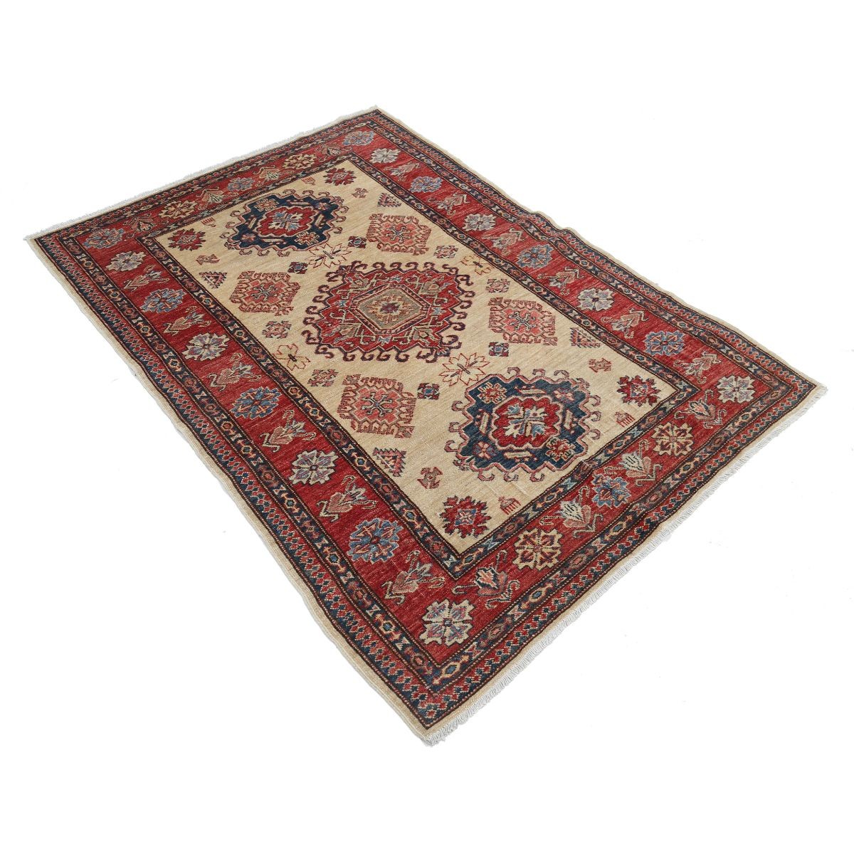 Kazak 4x6 Handmade Double Knotted Washable Wool Rug - Colorful