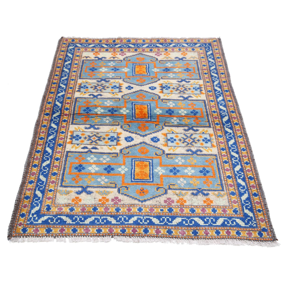 Revival 4x5 Handmade Double Knotted Washable Wool Rug - Colorful