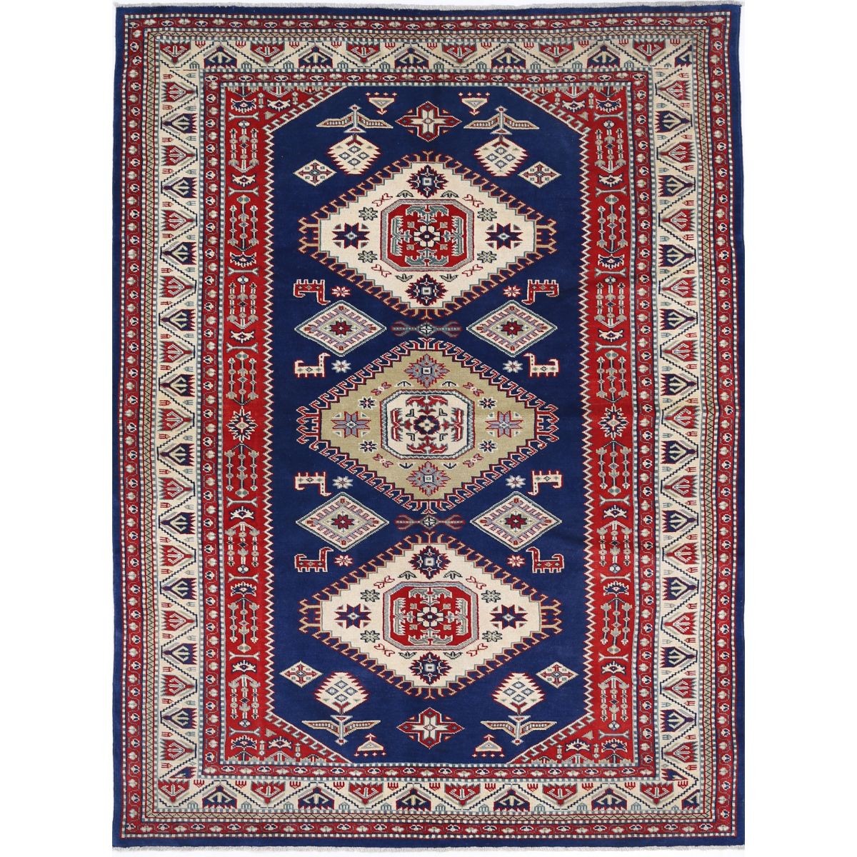 Kazak 4' 4" X 5' 10" Wool Hand Knotted Rug