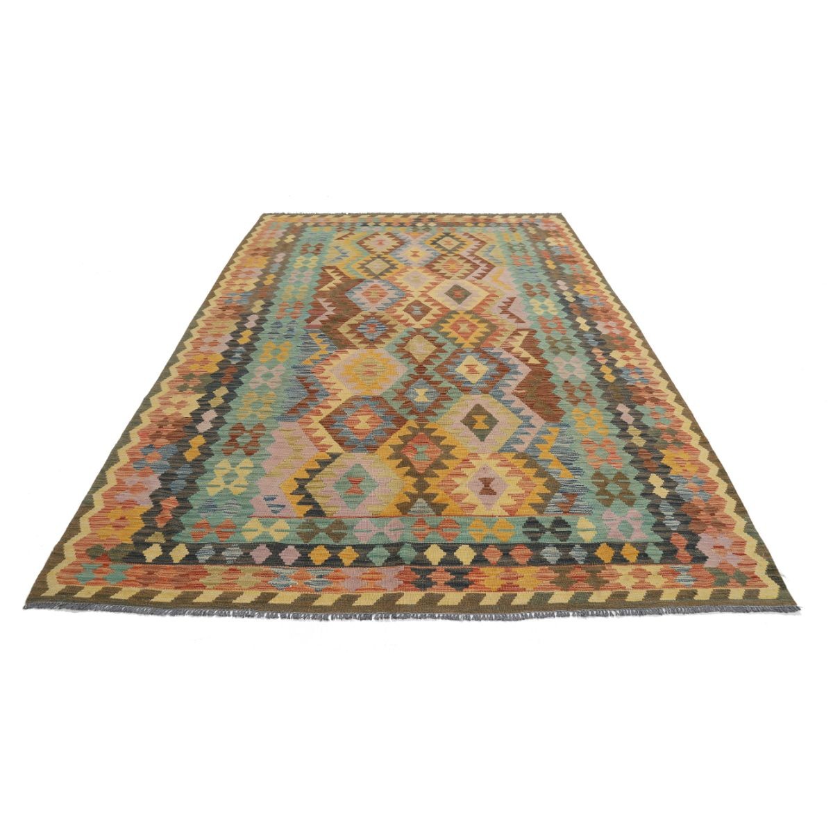 Maimana 7x10 Hand Woven Washable Wool Rug - Colorful