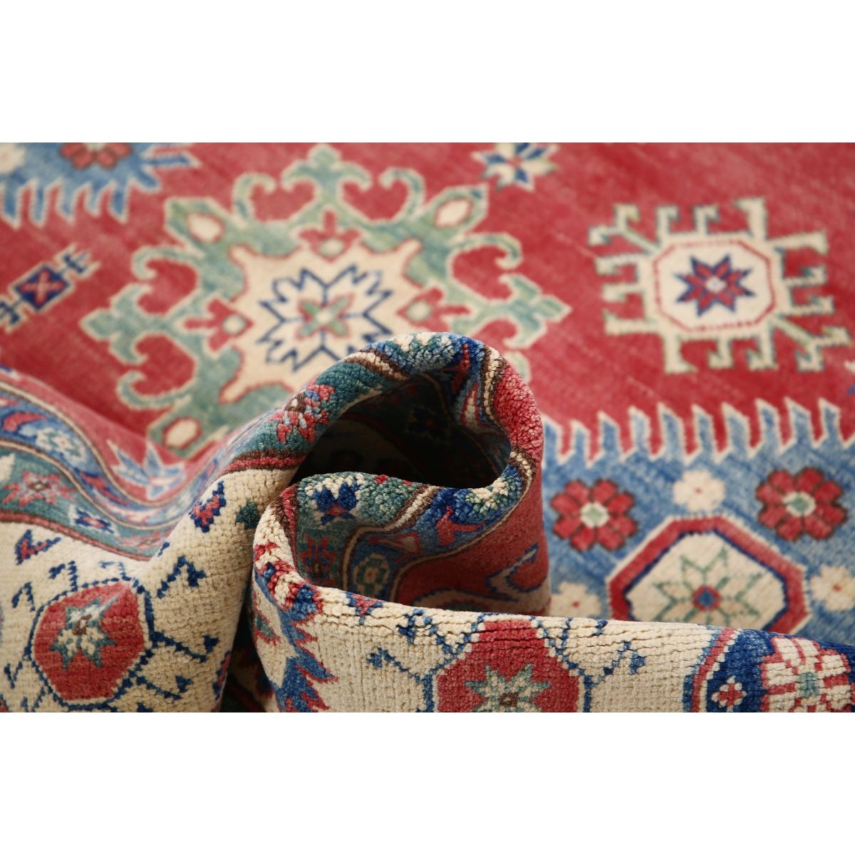 Kazak 7x10 Handmade Double Knotted Washable Wool Rug - Colorful