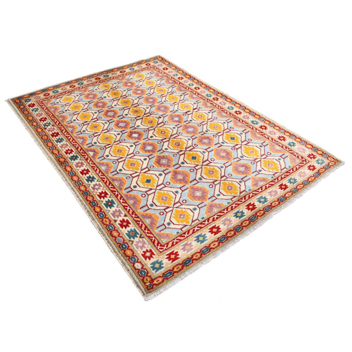 Revival 5x7 Handmade Double Knotted Washable Wool Rug - Colorful
