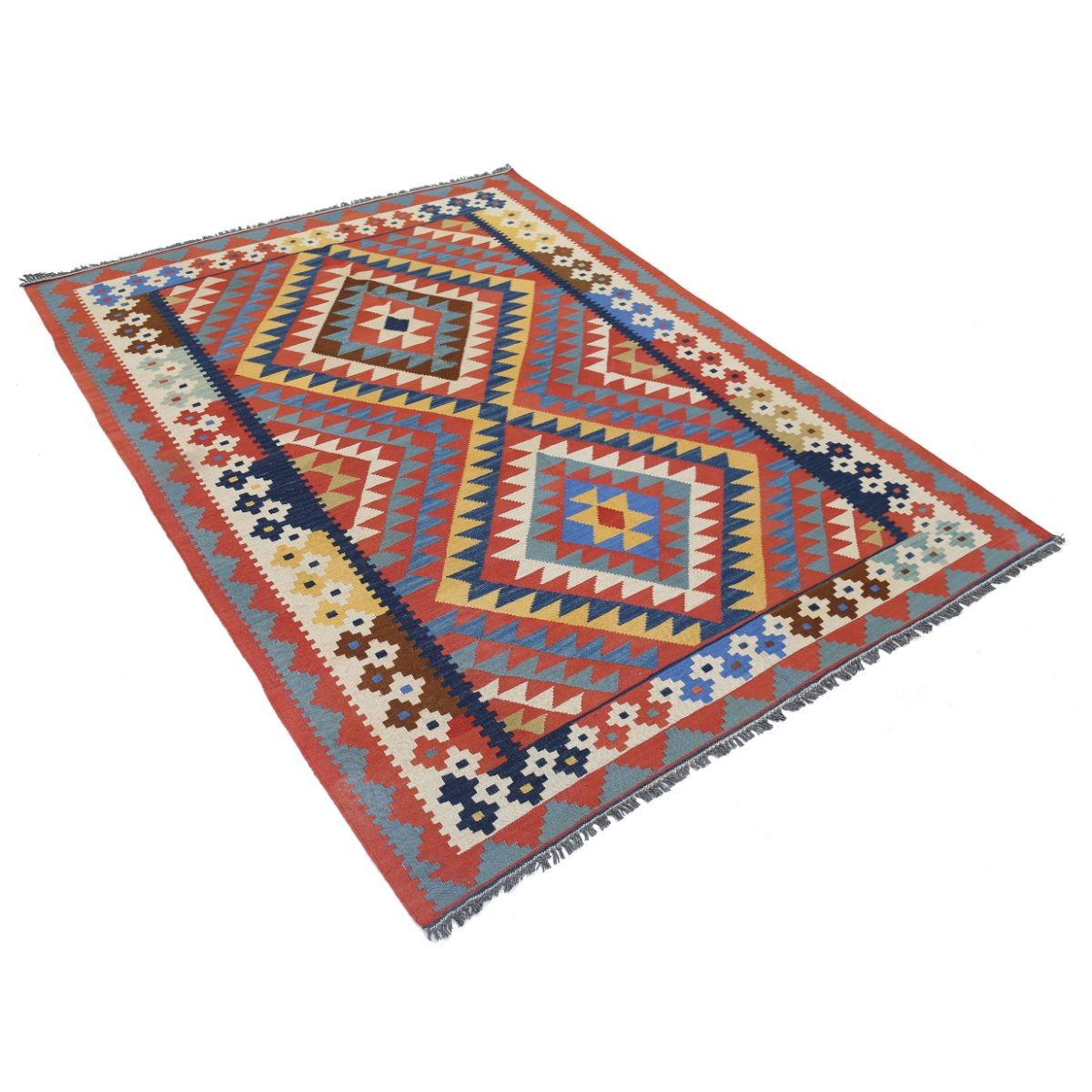 Kafkaas 5x7 Hand Woven Washable Wool Rug - Colorful