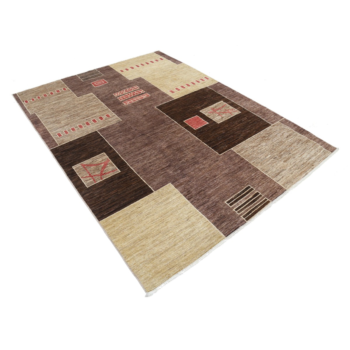 Modcar 6x8 Handmade Double Knotted Washable Wool Rug - Colorful