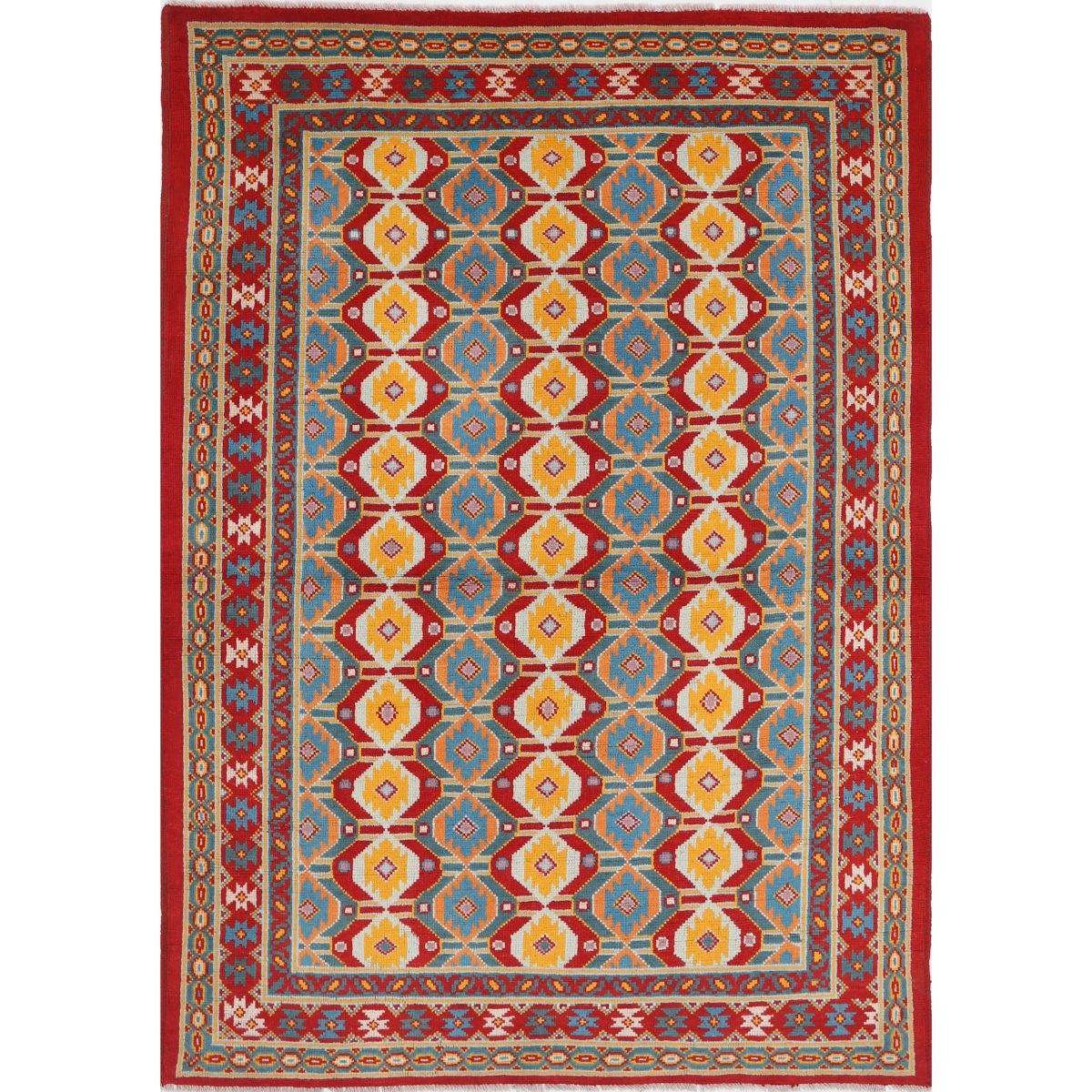 Revival 6x8 Handmade Double Knotted Washable Wool Rug - Colorful