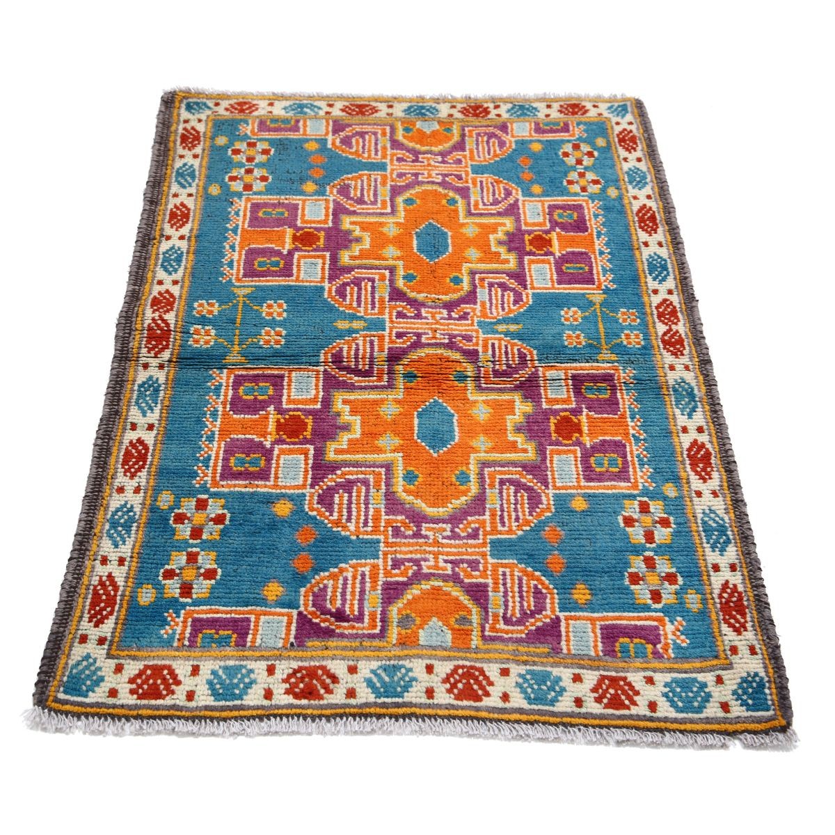 Revival 3x4 Handmade Double Knotted Washable Wool Rug - Colorful