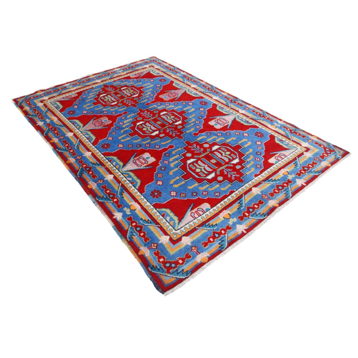 Revival 6x8 Handmade Double Knotted Washable Wool Rug - Colorful