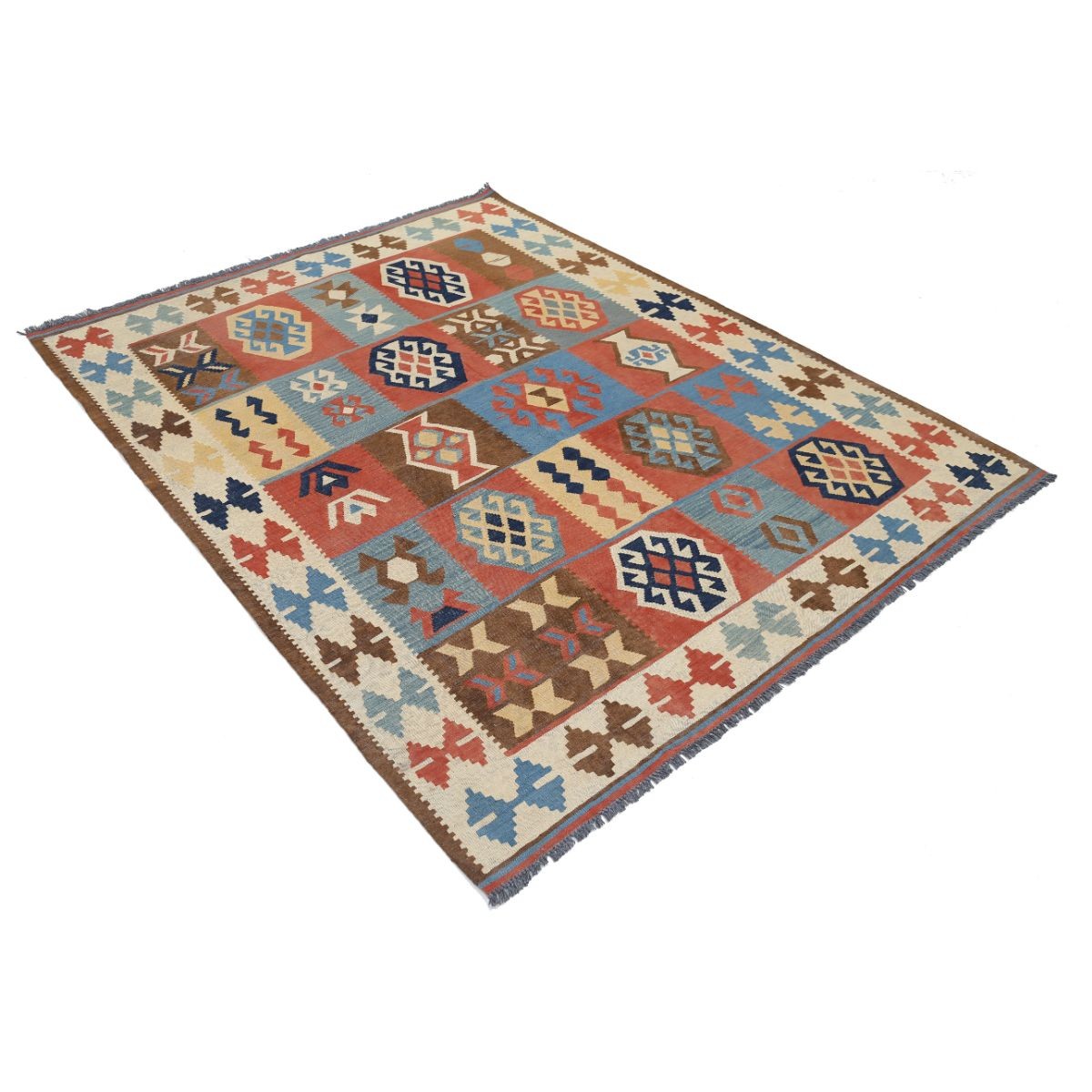 Kafkaas 5x7 Hand Woven Washable Wool Rug - Colorful