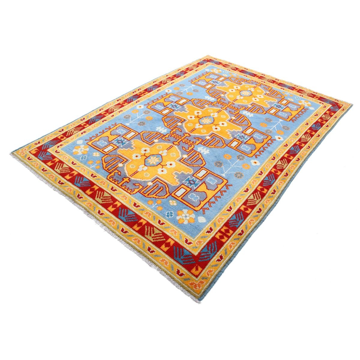 Revival 6x8 Handmade Double Knotted Washable Wool Rug - Colorful
