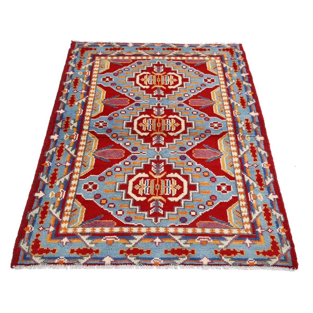 Revival 4x5 Handmade Double Knotted Washable Wool Rug - Colorful