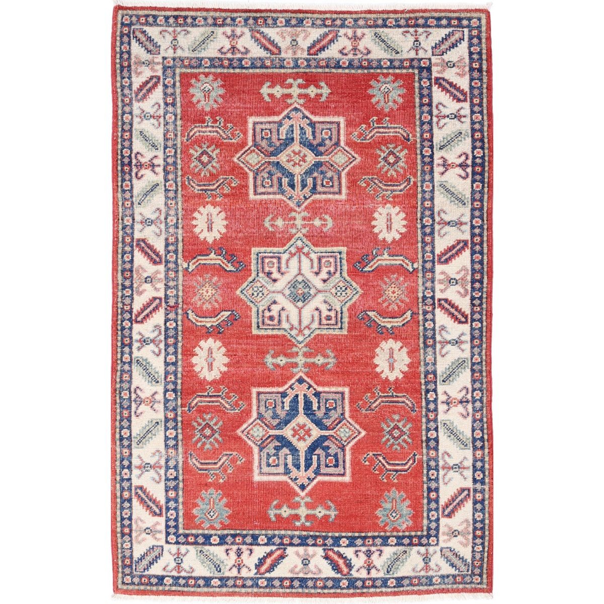 Kazak 3x5 Handmade Double Knotted Washable Wool Rug - Colorful
