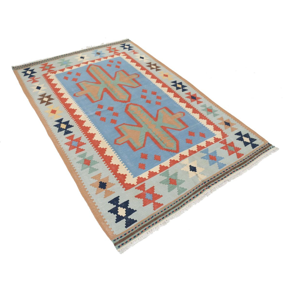 Kafkaas 5x7 Hand Woven Washable Wool Rug - Colorful